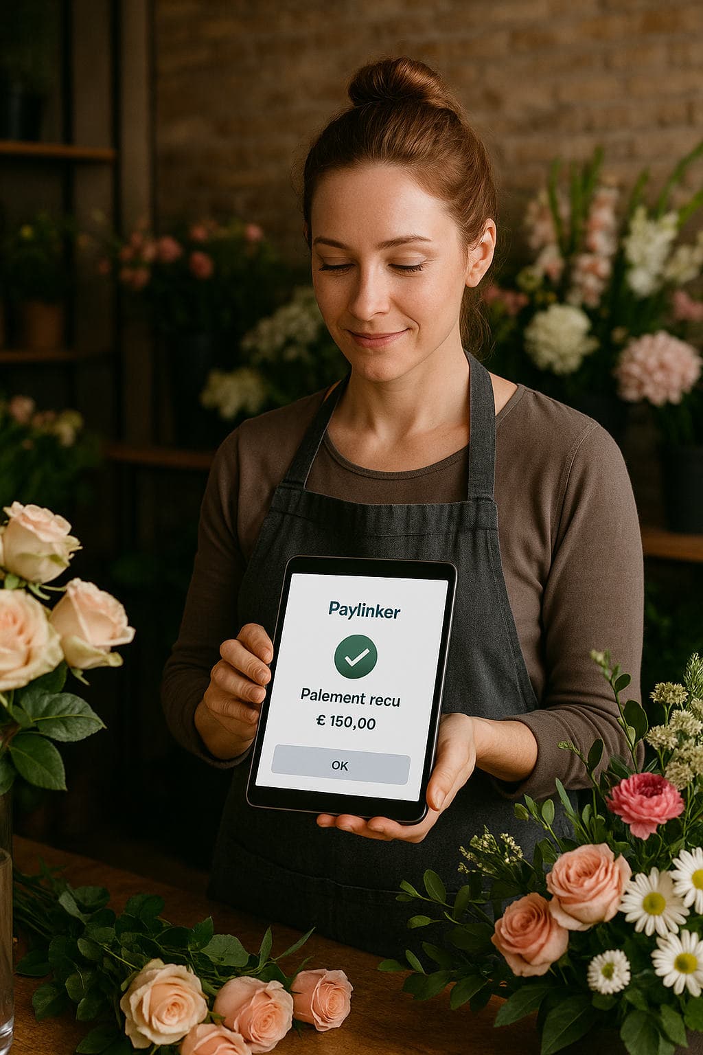 Fleuriste événementiel : acompte SMS, commandes sécurisées